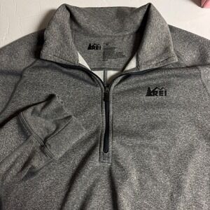 REI Mens Quarter Zip Pullover Fleece‎ Gray Size Medium Long Sleeve Casual